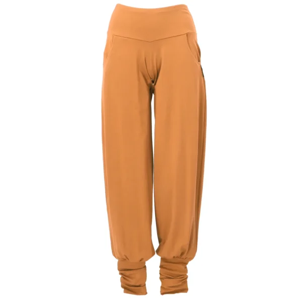 Yogahose mit hohem Bund, Stulpen und Taschen in Curry