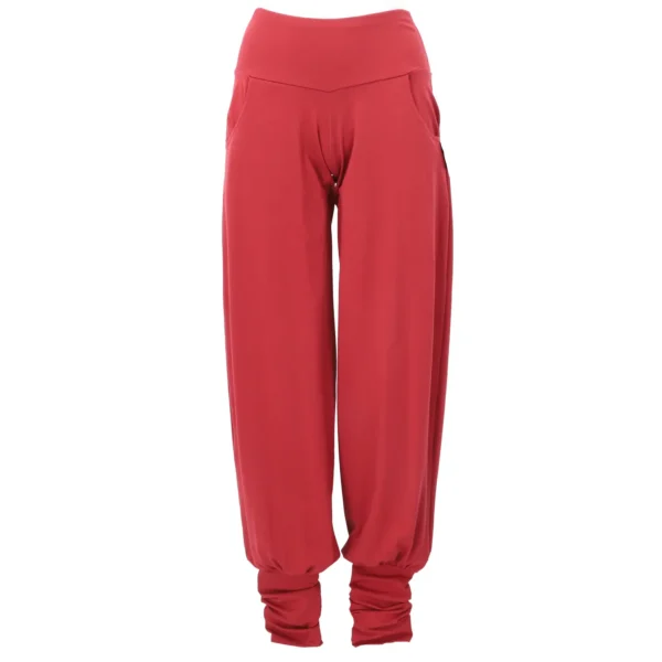 Yogahose Damen mit Stulpen und Taschen Paprika