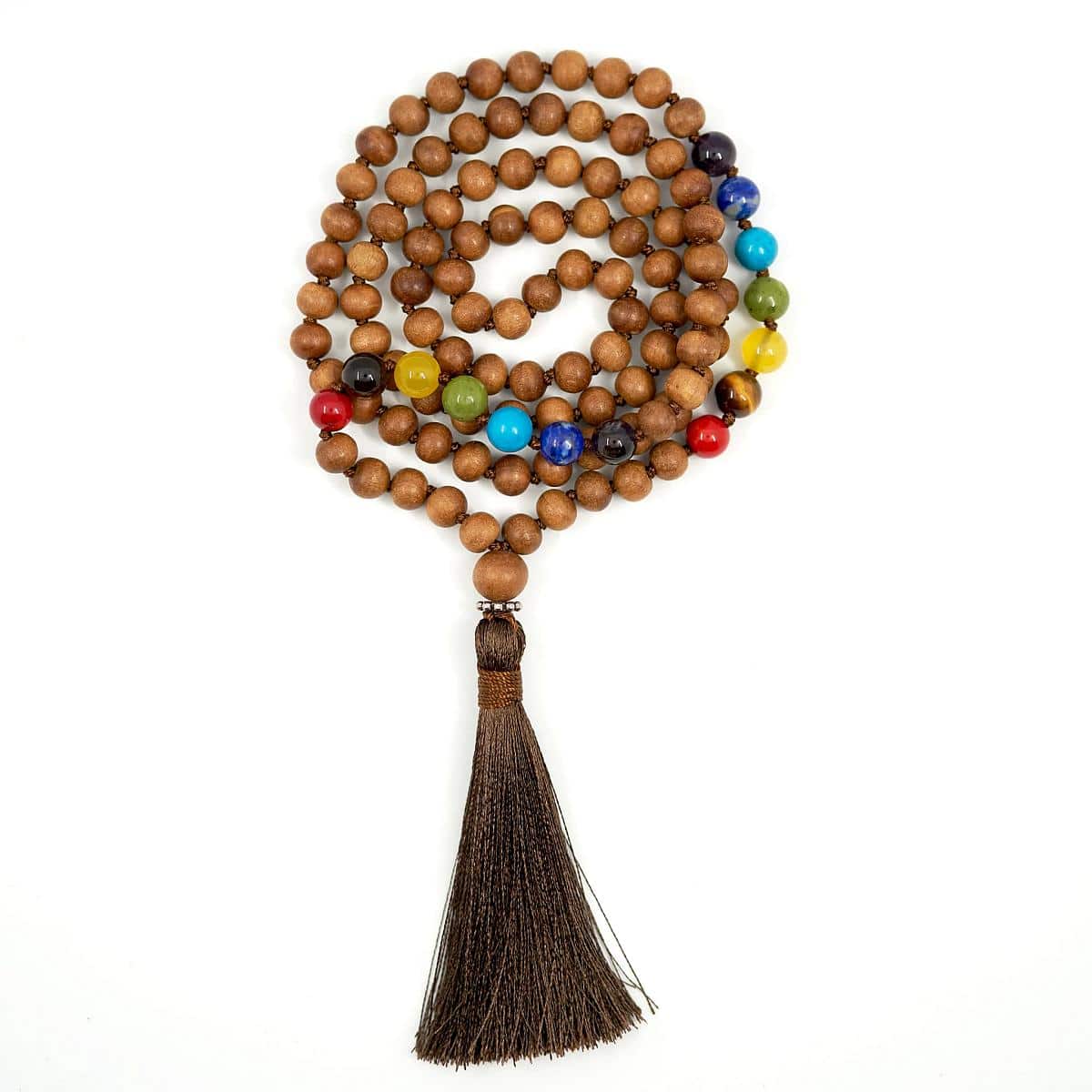 Mala Chakra Sandelholz braun bunt