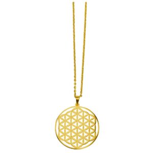 Lebensblume Kette aus Edelstahl vergoldet Halskette Blume des Lebens