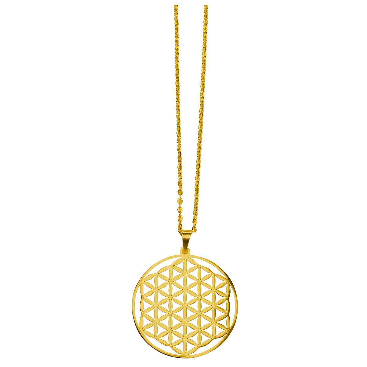 Lebensblume Kette aus Edelstahl vergoldet Halskette Blume des Lebens