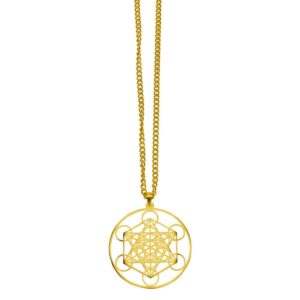 spirituelle Halskette Metatron Edelstahl vergoldet Yoga Schmuck