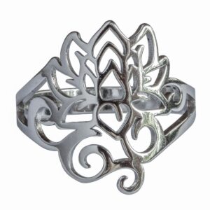 Yoga Schmuck Ring mit Lotus Om Edelstahl