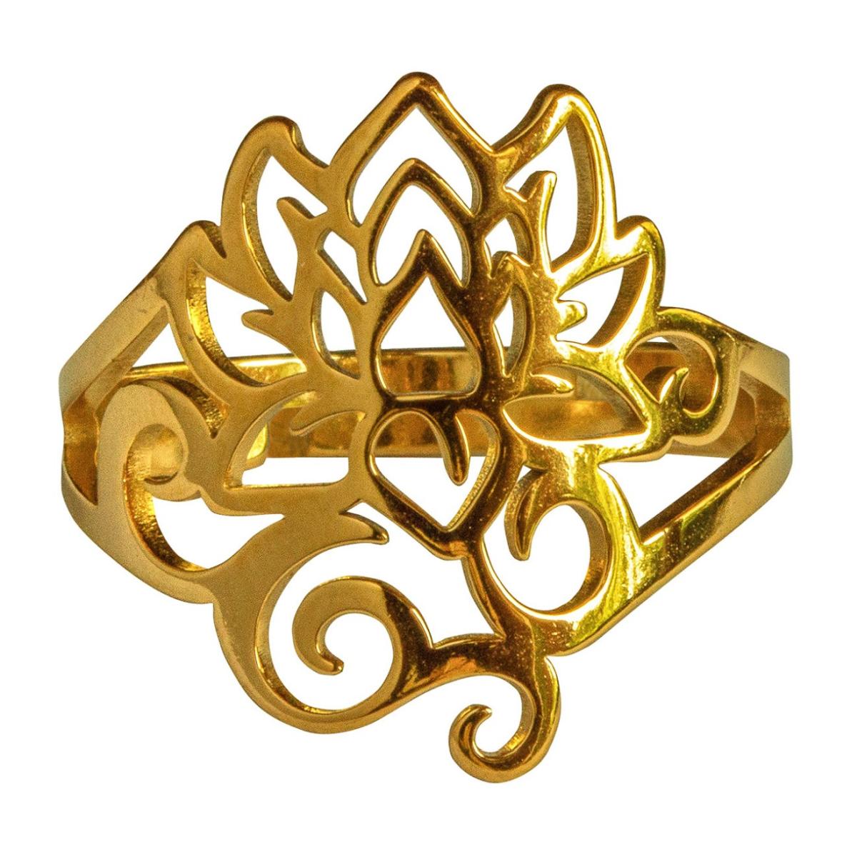 Yoga Schmuck Ring mit Lotus Om Edelstahl vergoldet