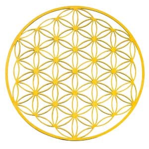 Blume des Lebens Gold aus Edelstahl vergoldet Fensterbild oder Wandornament