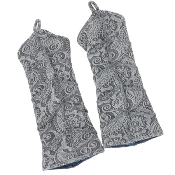 Armstulpen / Pulswärmer mit Paisley Muster grau blau