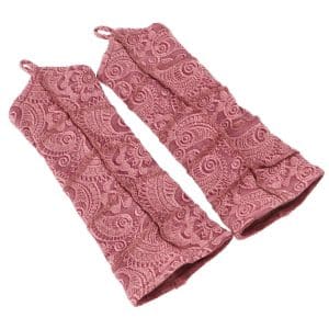 Armstulpen / Pulswärmer mit Paisley Muster rot zum wenden