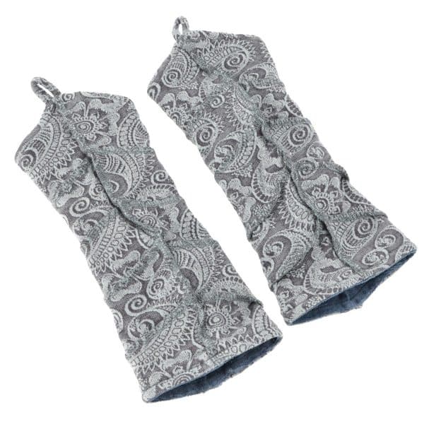 Armstulpen mit Paisley Muster grau blau