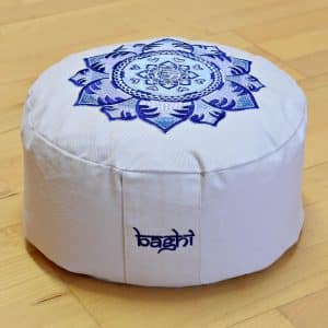 Baghi Sitzkissen in grau mit blauer Stickerei 18 cm hoch