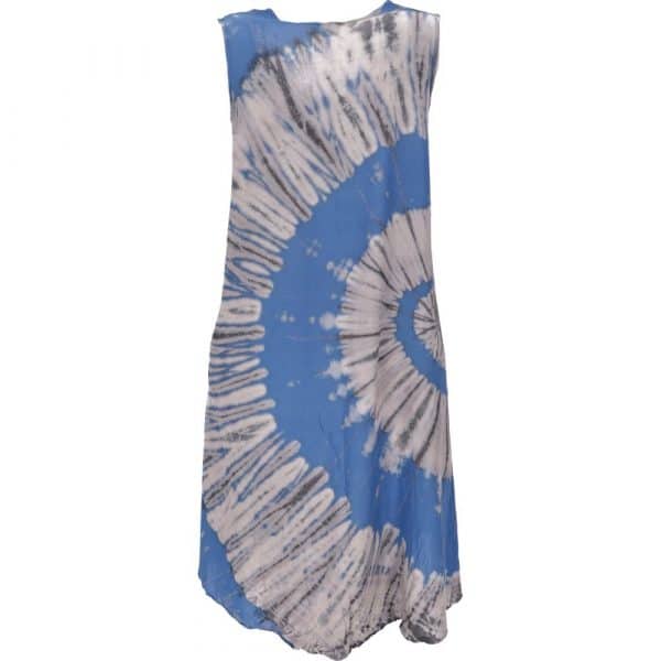 Sommerkleid im Batik Look blau Rückseite