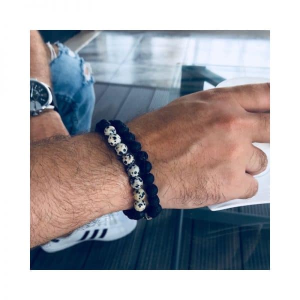 Männer Armband Lava und dalmatinischer Jasper