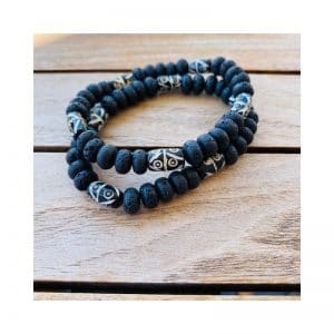 Perlen Armband Herren aus Lava und Kamelknochen