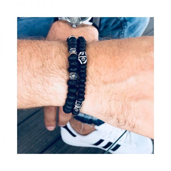 Herren Armband Lava und Kamelknochen