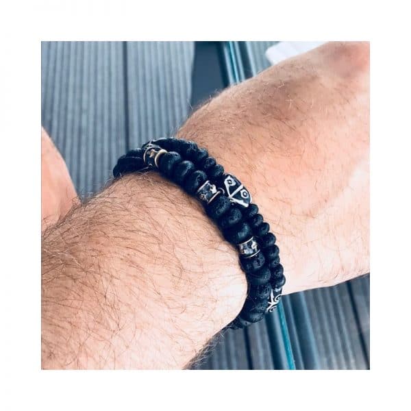 Herren Armband Lava und Camel Bone