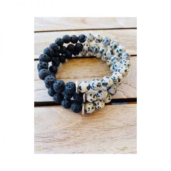 Lava und dalmatinischer Jasper Armband für Herren