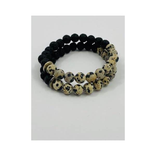 Lava und dalmatinischer Jasper Armband