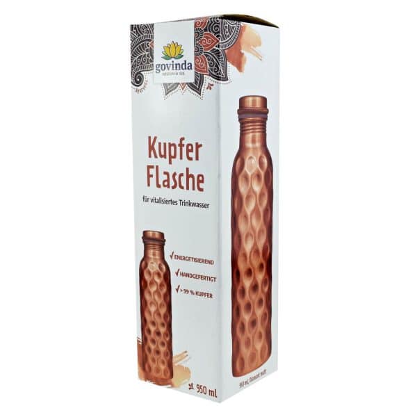 Kupferflasche Diamond von Govinda 950ml Verpackung