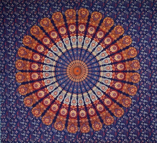großes Mandala Tuch aus Indien farbenfroh