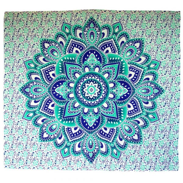 Mandala Wandbehang aus Indien in smaragdgrün und türkis
