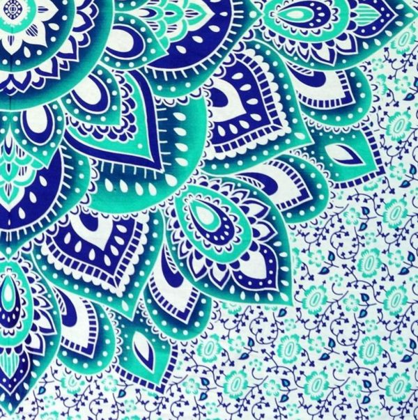Mandala Wandbehang aus Indien in smaragdgrün, blau und türkis