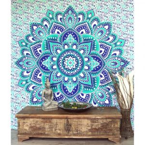 Mandala Wandbehang smaragdgrün blau