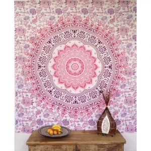 Mandala Wandbehang rosa weiss violet