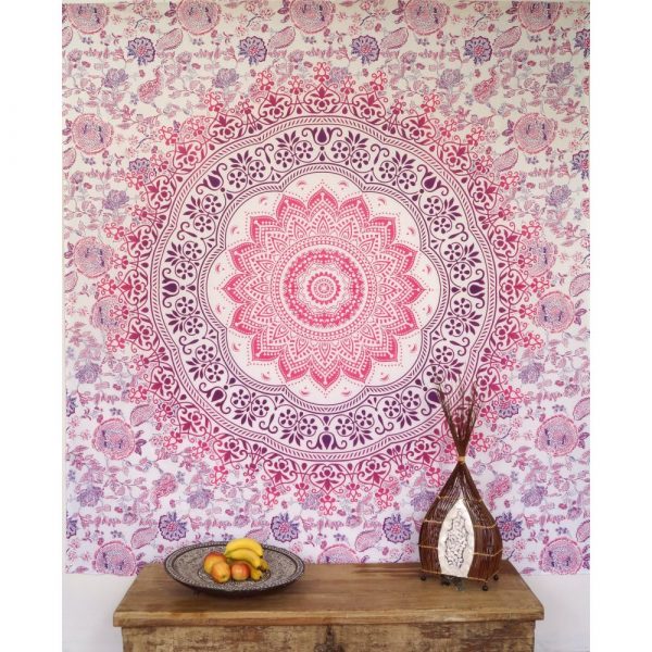 Mandala Wandbehang rosa weiss violet