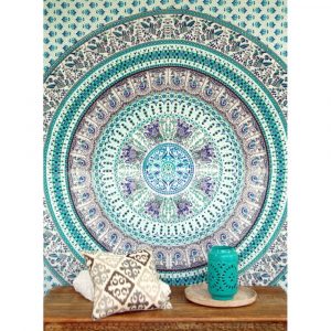 Mandala Wandbehang aus Indien tuerkis