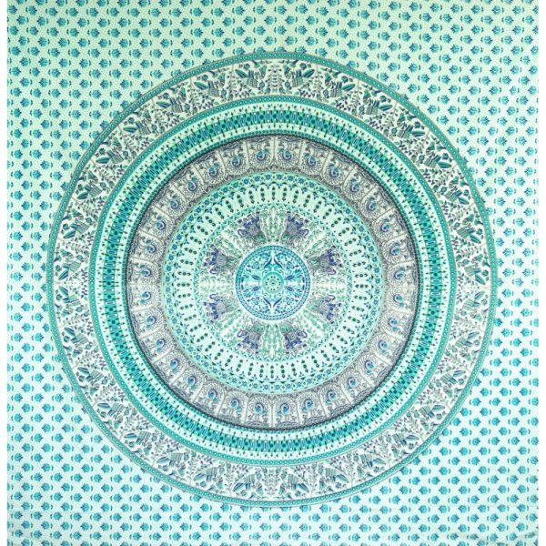 Mandala Wandbehang oder Tagesdecke aus Indien tuerkis