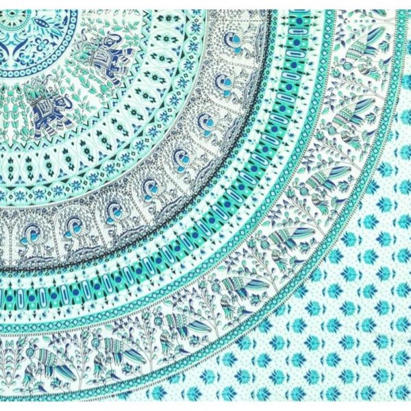 Mandala Wandbehang oder Tagesdecke aus Indien tuerkis Detailansicht