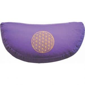 Meditationskissen Halbmond in lila mit Stickerei 'Blume des Lebens'