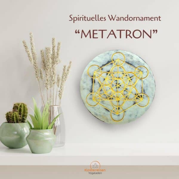 Wandornament Metatron 20 cm in gold auf whitewashed Holz