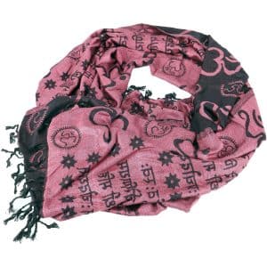 Yogaschal Om mit Fransen rosa