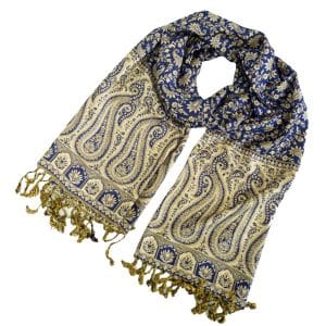 Indischer Pashmina Schal mit Paisley Muster in blau
