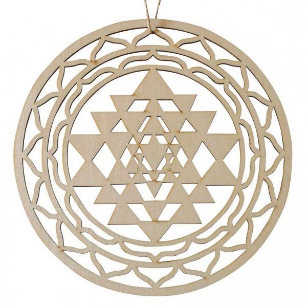 Ornament Shri Yantra aus Holz gelasert 20 cm