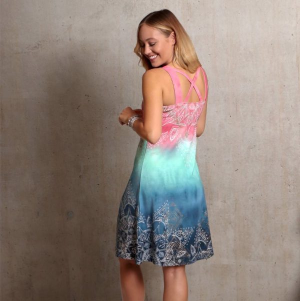 Spirit of Om Sommerkleid indigo peach Rueckenansicht