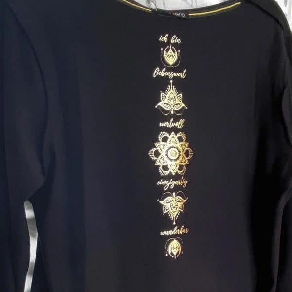Spirit of Om Yoga Bambus Shirt langarm schwarz Innendruck