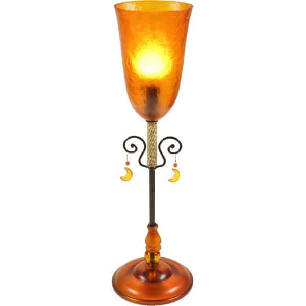 Tischleuchte aus Fiberglas orange 50cm hoch