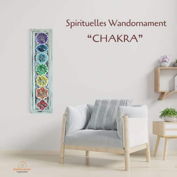 Wandornament Chakra auf Holz in shabby chic